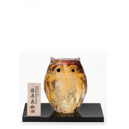 日本津輕 手作貓頭鷹琉璃藝品